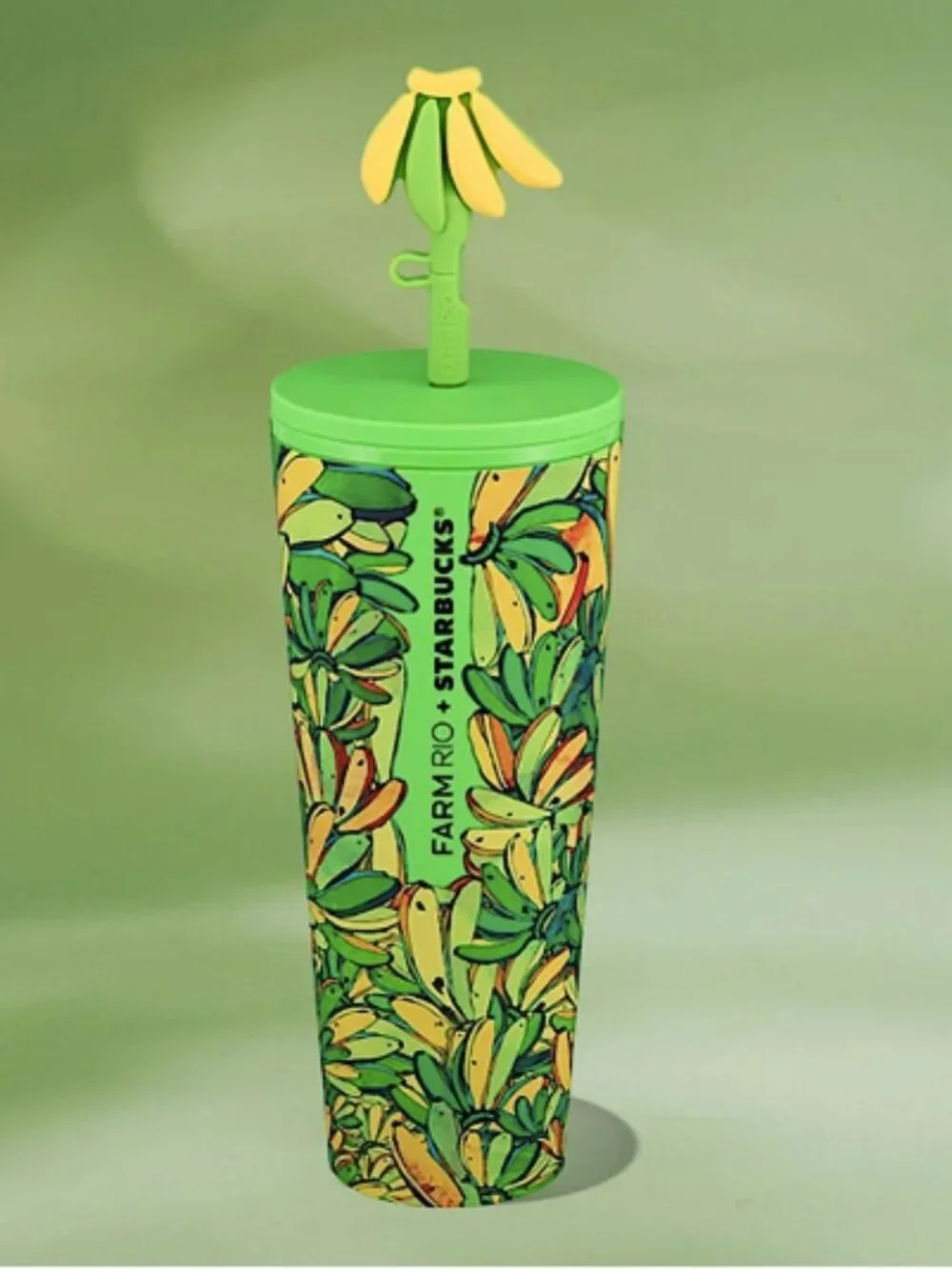 FARM Rio x Starbucks Whimsical Board Banana Green Yellow Tumbler 24 OZ